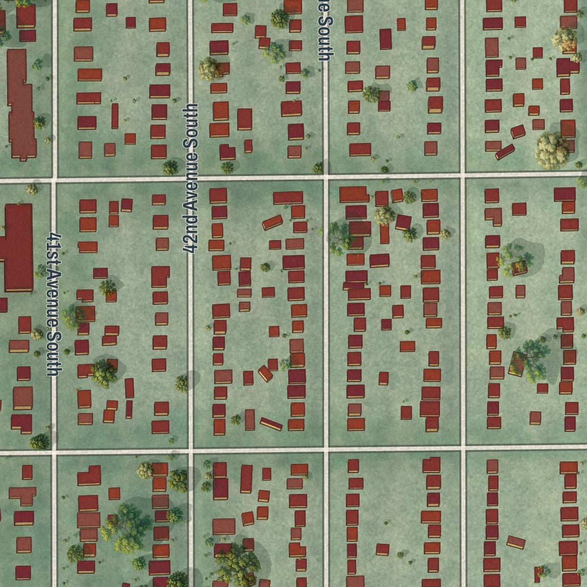 Close-up of the map of Minnehaha, Minnesota print showing street and building detail