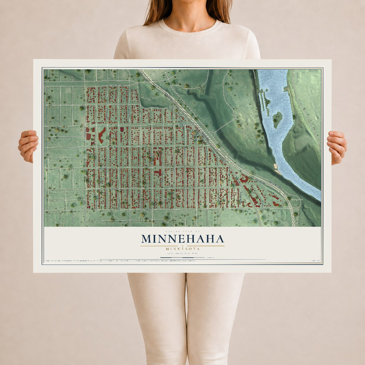 Map of Minnehaha, Minnesota, 24 x 36 inch unframed archival matte print