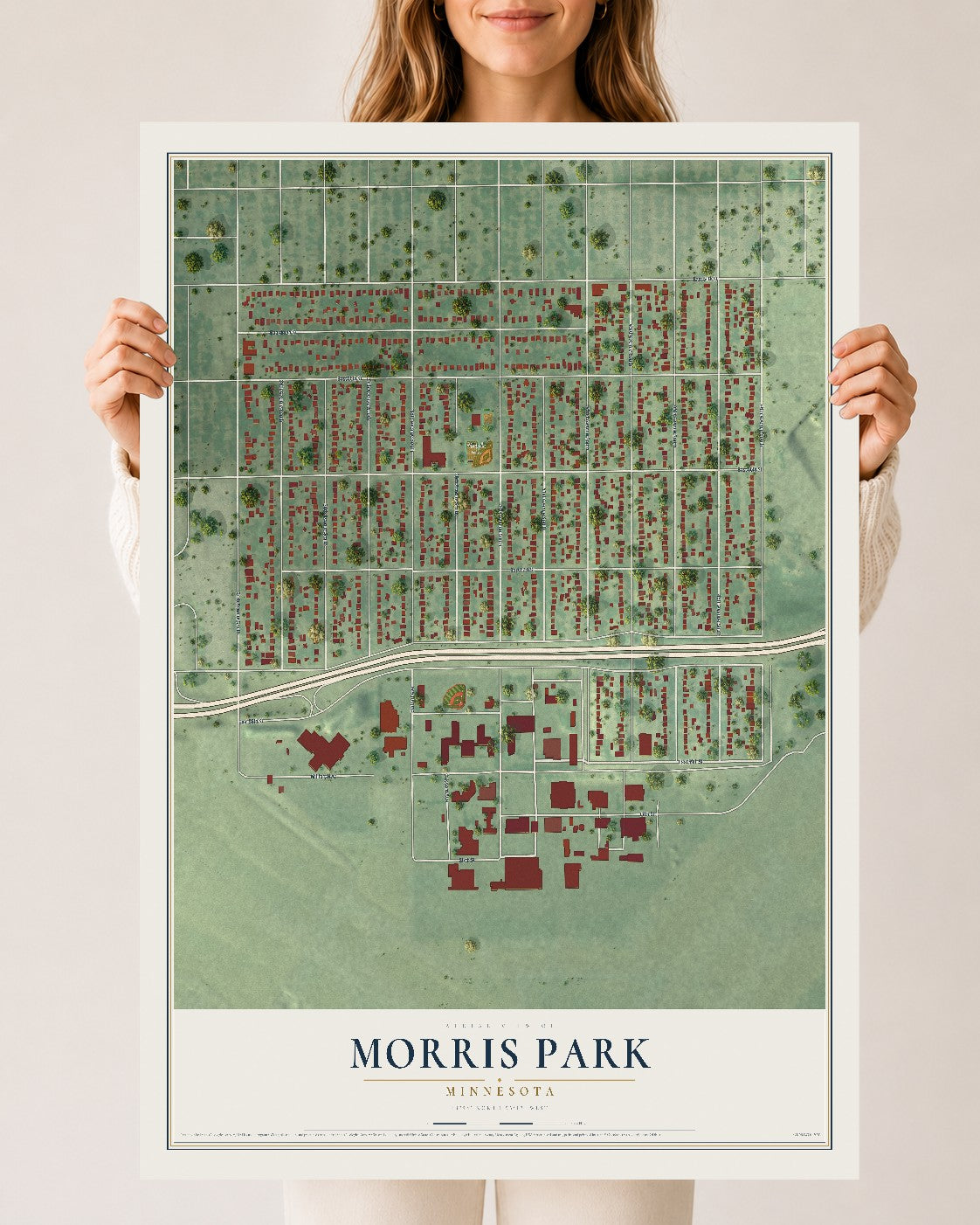 Map of Morris Park, Minnesota, 24 x 36 inch unframed archival matte print