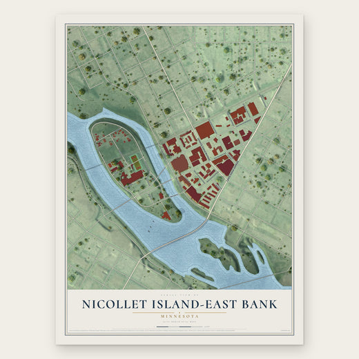 Nicollet Island-East Bank, Minnesota map print, the full design