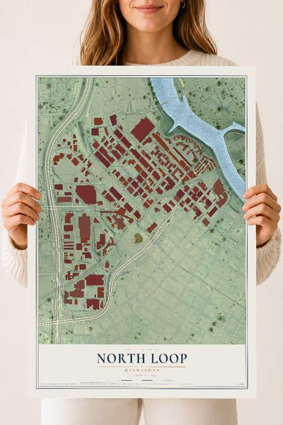 Map of North Loop, Minnesota, 18 x 24 inch unframed archival matte print