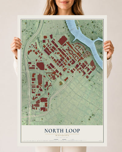 Map of North Loop, Minnesota, 24 x 36 inch unframed archival matte print