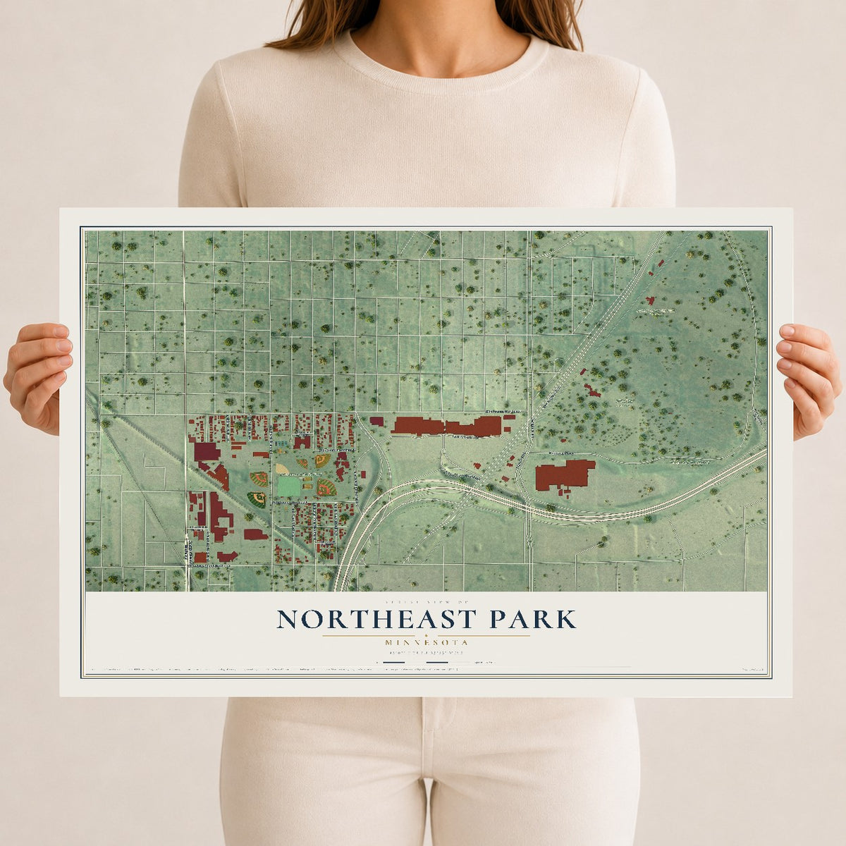 Map of Northeast Park, Minnesota, 12 x 18 inch unframed archival matte print