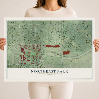 Map of Northeast Park, Minnesota, 18 x 24 inch unframed archival matte print
