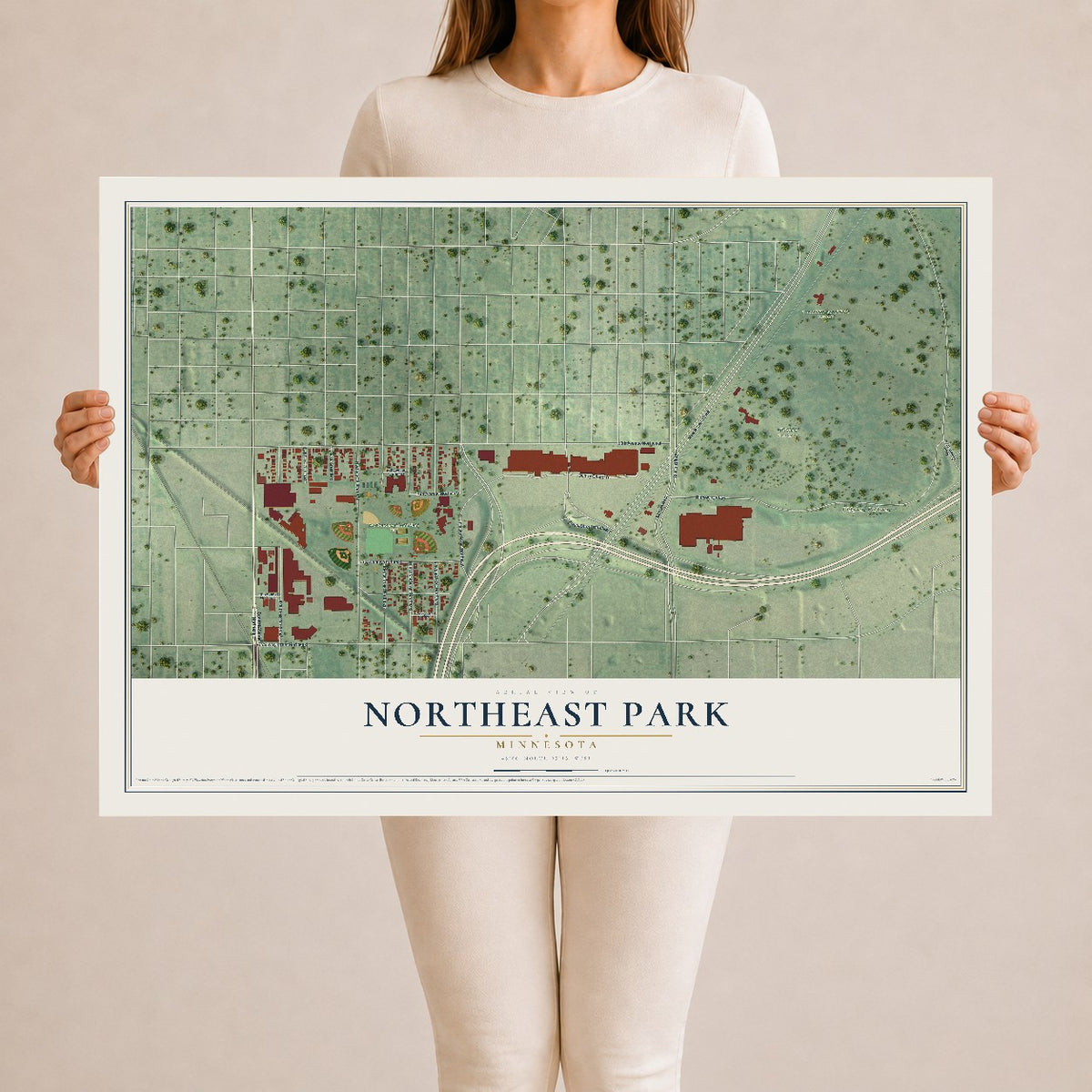 Map of Northeast Park, Minnesota, 24 x 36 inch unframed archival matte print