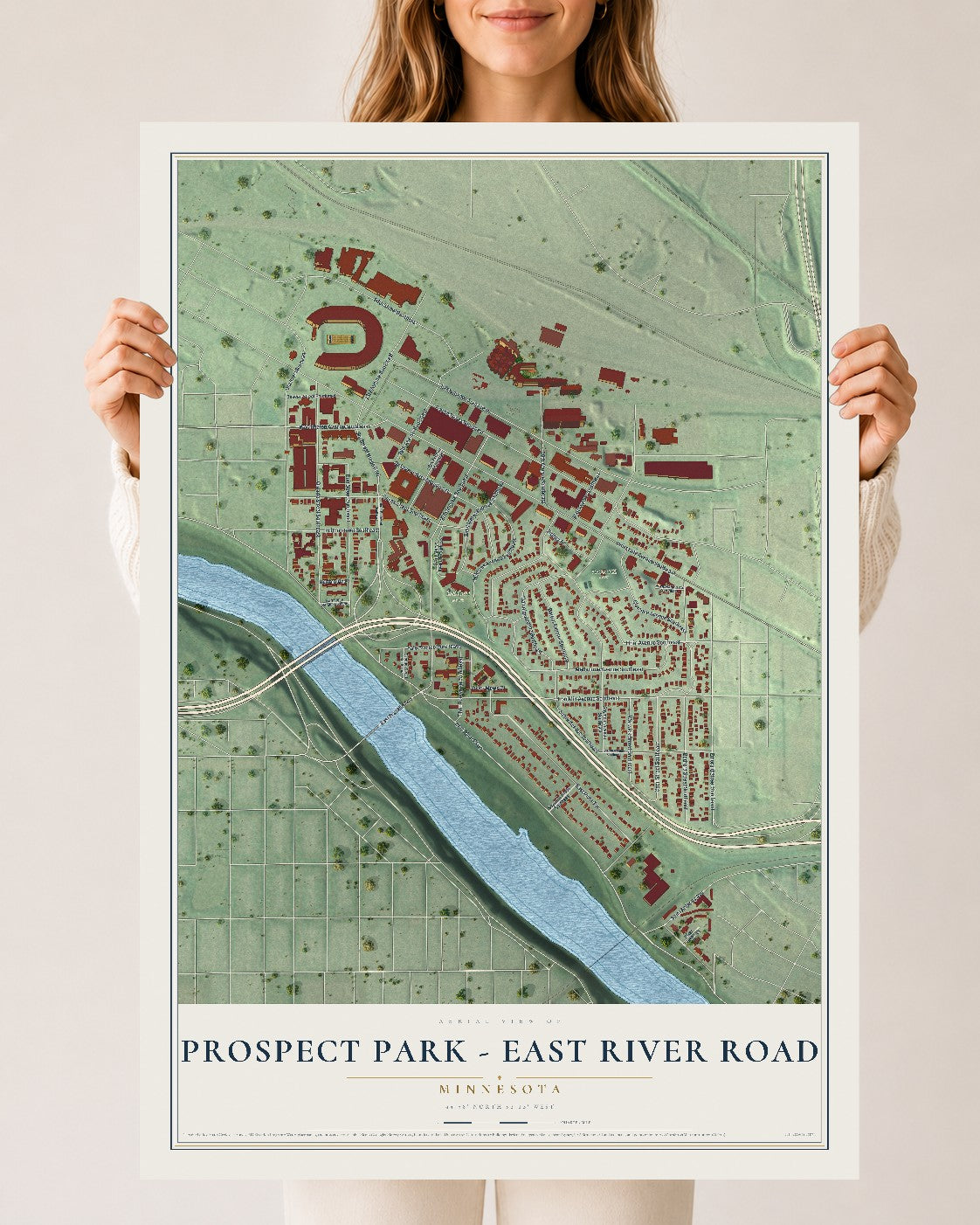 Map of Prospect Park - East River Road, Minnesota, 24 x 36 inch unframed archival matte print