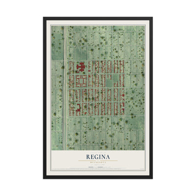 Map of Regina, Minnesota, 12 x 18 inch print in a black wood frame