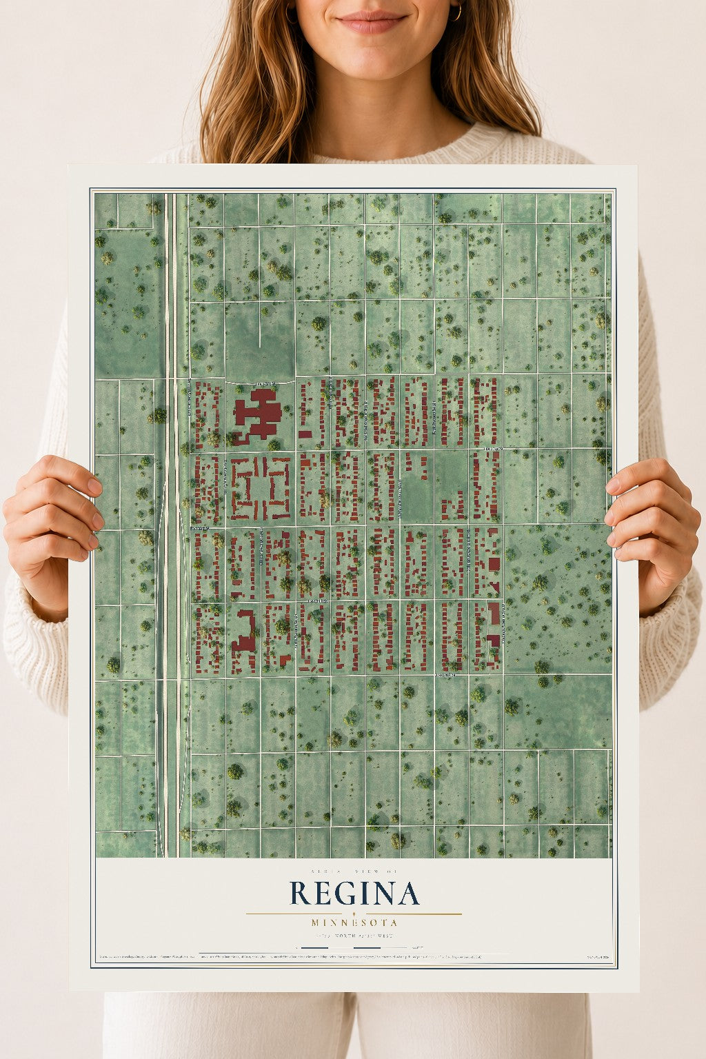 Map of Regina, Minnesota, 18 x 24 inch unframed archival matte print