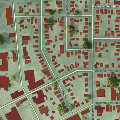 Second close-up of the map of Sheridan, Minnesota print showing more streets and buildings