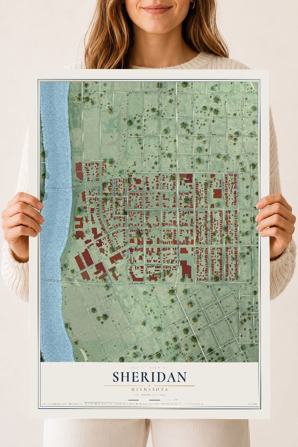 Map of Sheridan, Minnesota, 18 x 24 inch unframed archival matte print
