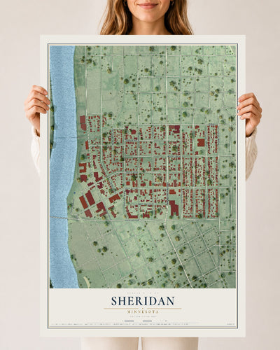 Map of Sheridan, Minnesota, 24 x 36 inch unframed archival matte print