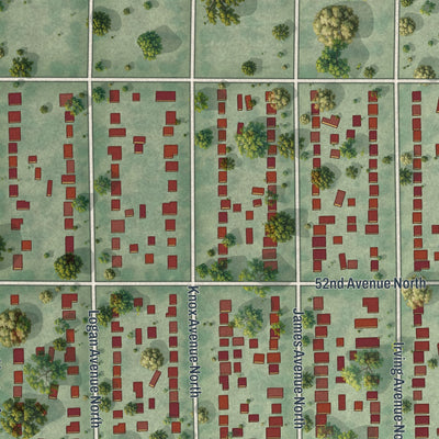 Close-up of the map of Shingle Creek, Minnesota print showing street and building detail