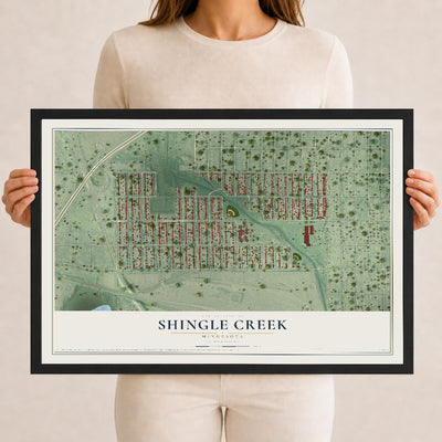 Map of Shingle Creek, Minnesota, 12 x 18 inch print in a black wood frame