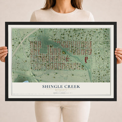 Map of Shingle Creek, Minnesota, 18 x 24 inch print in a black wood frame