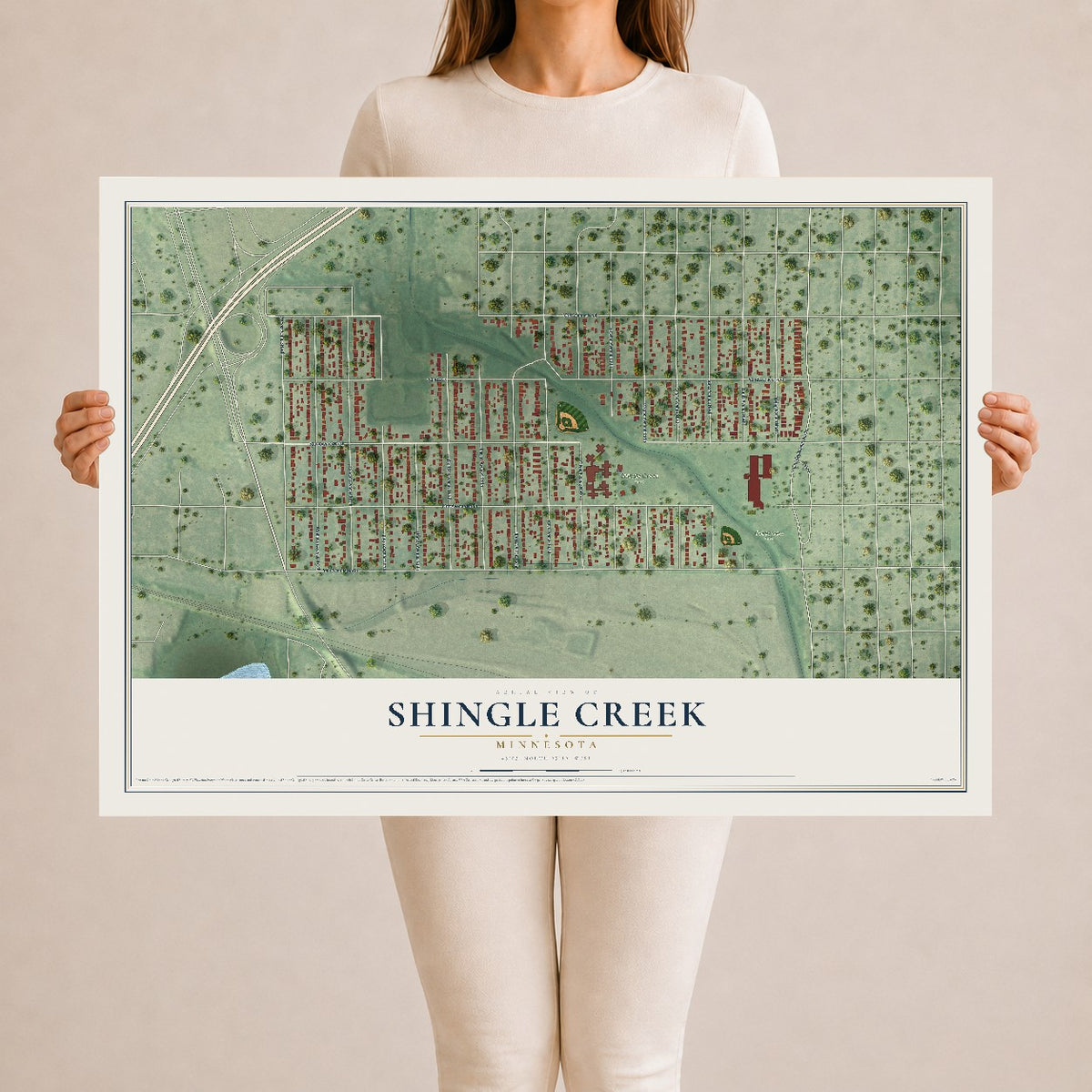 Map of Shingle Creek, Minnesota, 24 x 36 inch unframed archival matte print