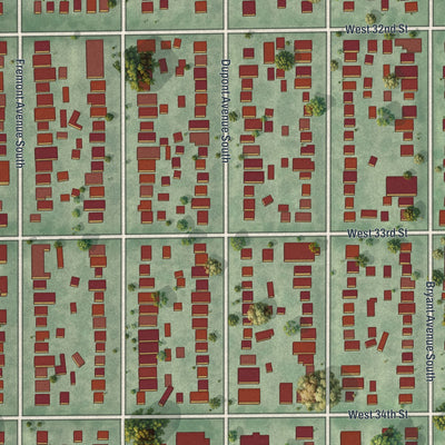 Close-up of the map of South Uptown, Minnesota print showing street and building detail