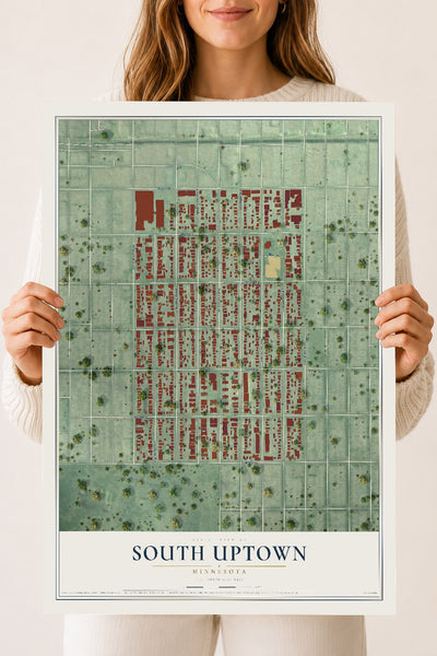 Map of South Uptown, Minnesota, 18 x 24 inch unframed archival matte print