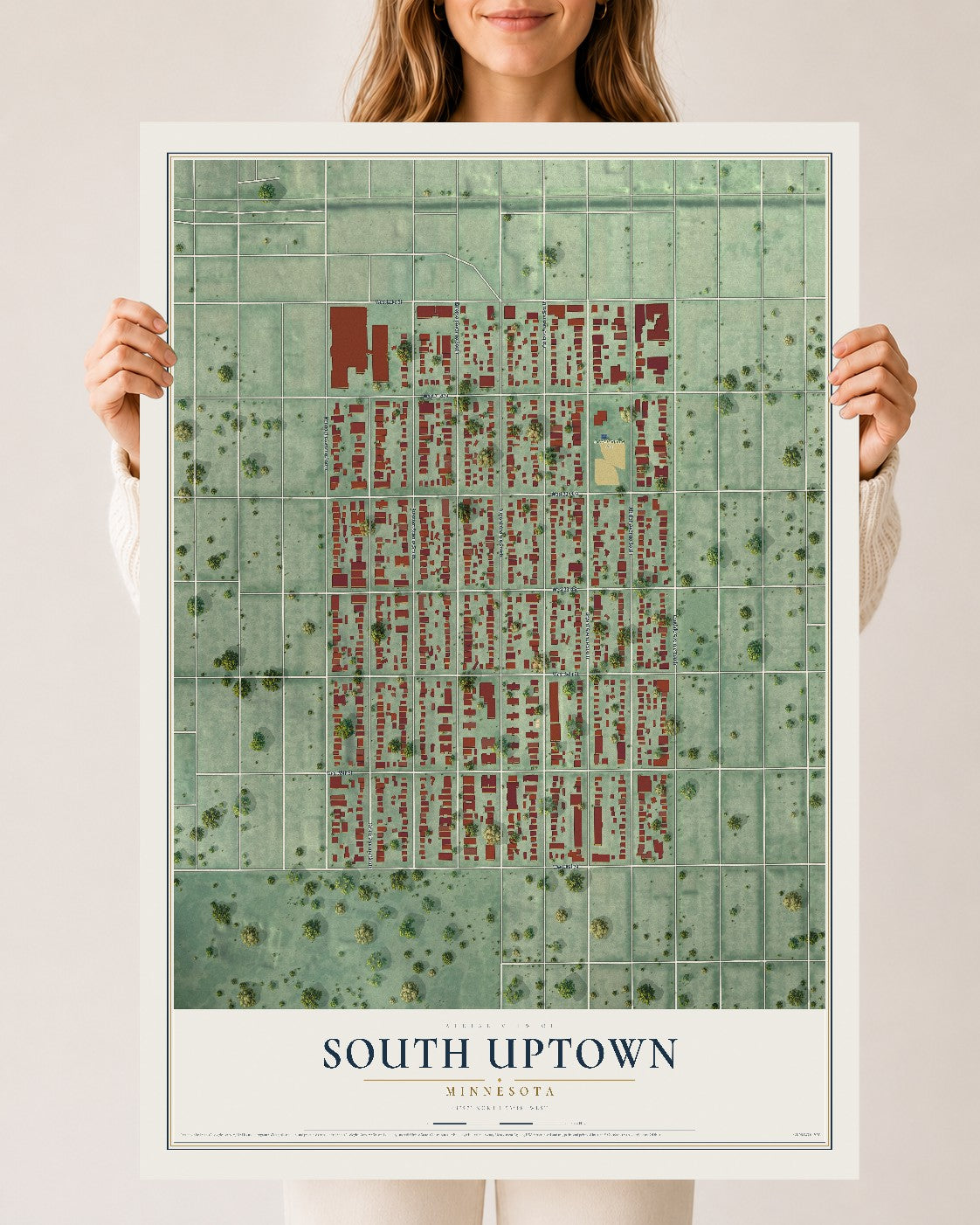 Map of South Uptown, Minnesota, 24 x 36 inch unframed archival matte print