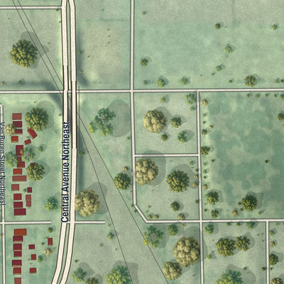 Second close-up of the map of St. Anthony East, Minnesota print showing more streets and buildings