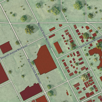 Second close-up of the map of St. Anthony West, Minnesota print showing more streets and buildings