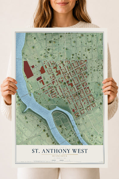 Map of St. Anthony West, Minnesota, 18 x 24 inch unframed archival matte print