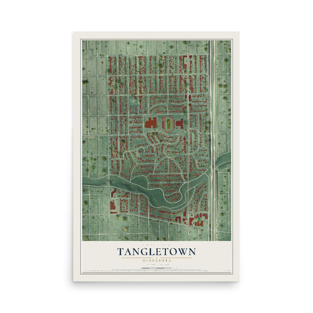 Map of Tangletown, Minnesota, 12 x 18 inch unframed archival matte print