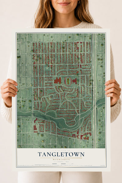 Map of Tangletown, Minnesota, 18 x 24 inch unframed archival matte print