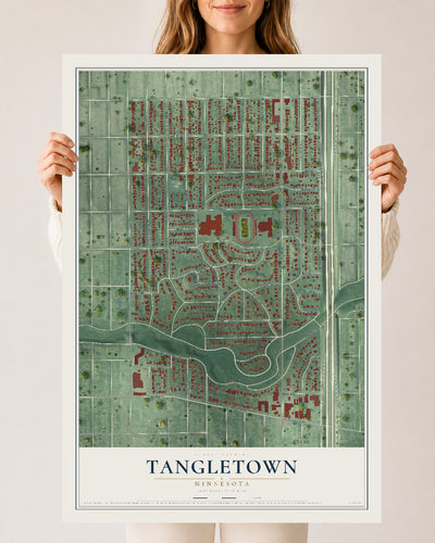 Map of Tangletown, Minnesota, 24 x 36 inch unframed archival matte print