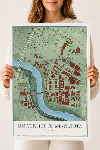 Map of University of Minnesota, Minnesota, 18 x 24 inch unframed archival matte print