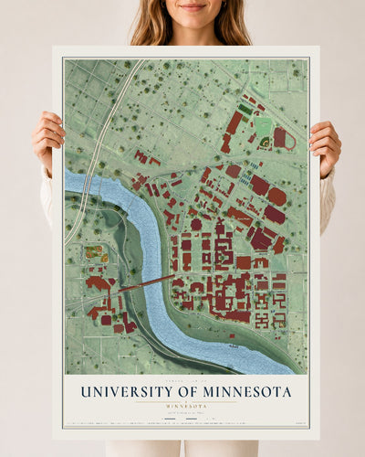 Map of University of Minnesota, Minnesota, 24 x 36 inch unframed archival matte print