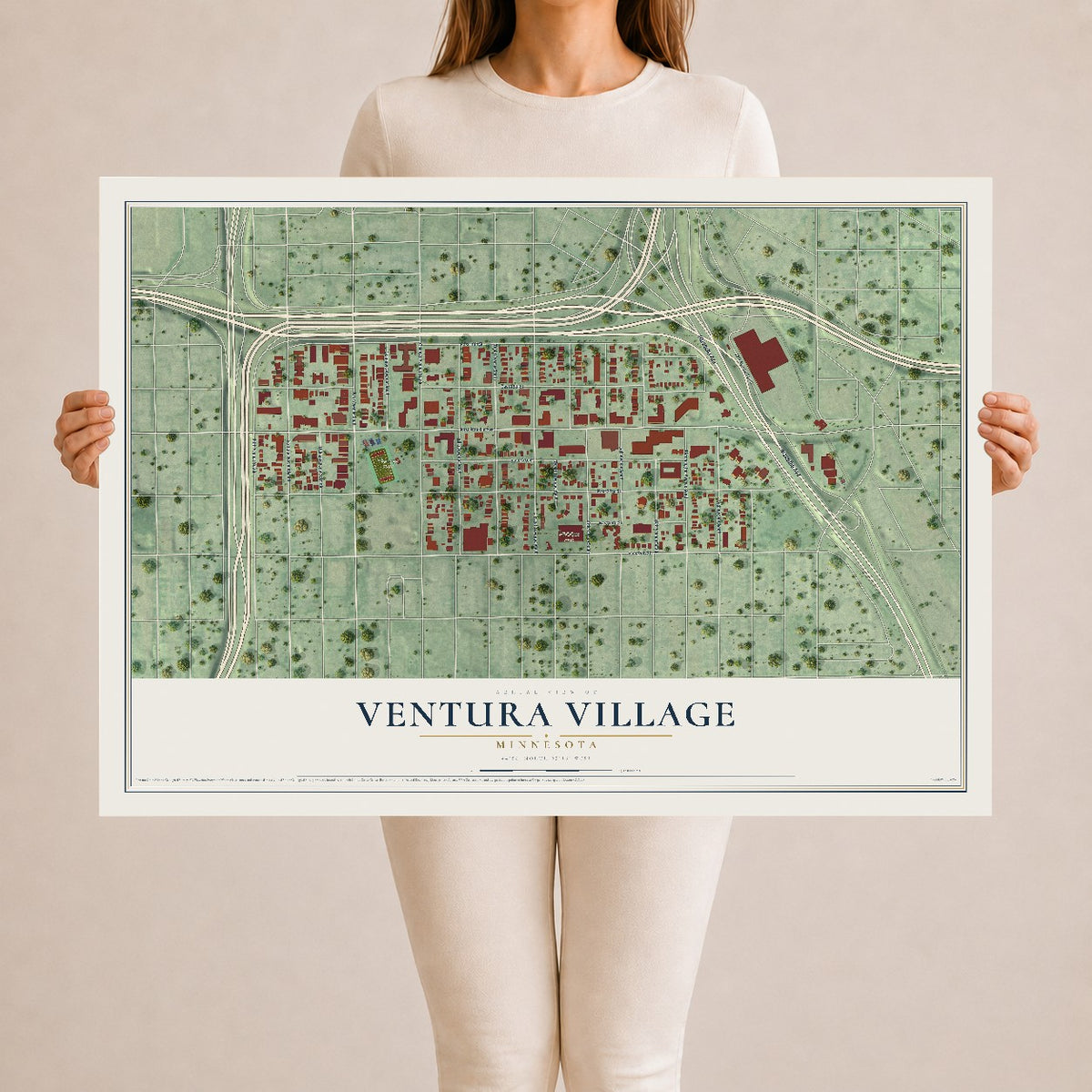 Map of Ventura Village, Minnesota, 24 x 36 inch unframed archival matte print