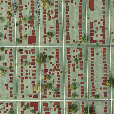 Close-up of the map of Victory, Minnesota print showing street and building detail