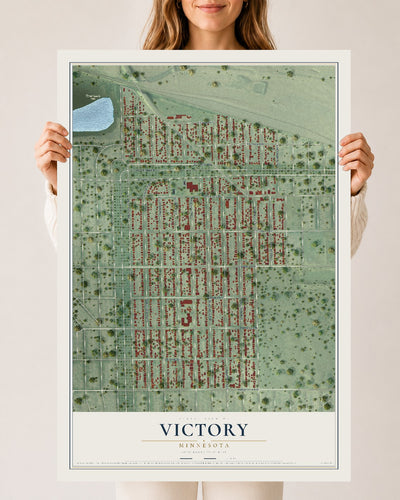 Map of Victory, Minnesota, 24 x 36 inch unframed archival matte print