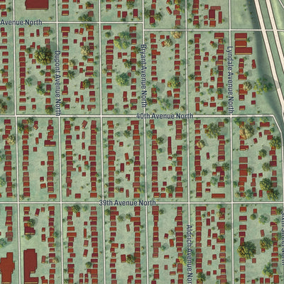 Close-up of the map of Webber-Camden, Minnesota print showing street and building detail