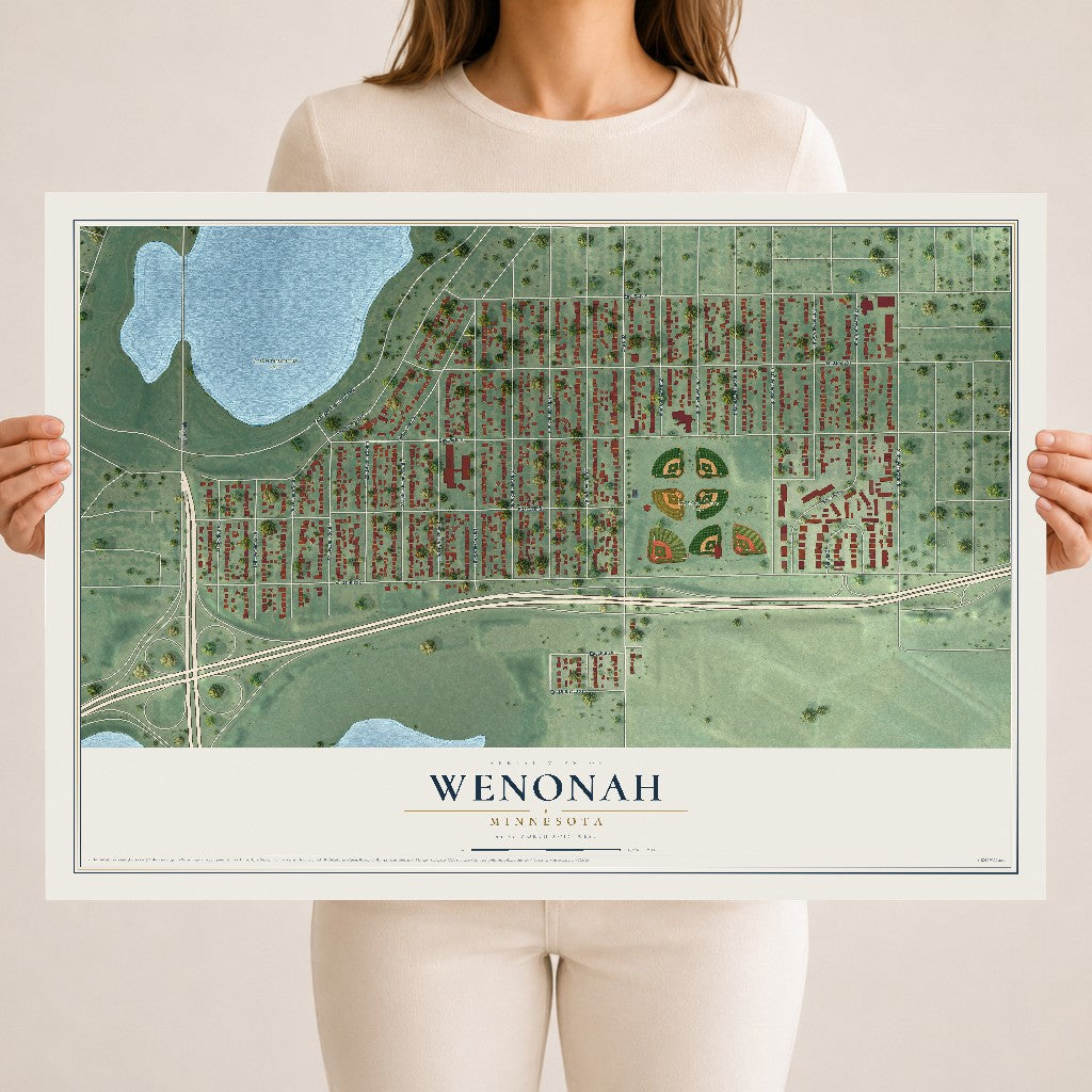 Map of Wenonah, Minnesota, 18 x 24 inch unframed archival matte print