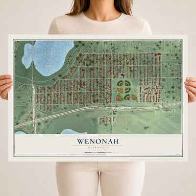 Map of Wenonah, Minnesota, 18 x 24 inch unframed archival matte print
