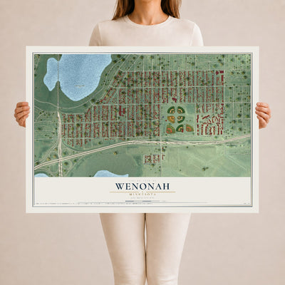 Map of Wenonah, Minnesota, 24 x 36 inch unframed archival matte print