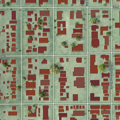 Second close-up of the map of Whittier, Minnesota print showing more streets and buildings