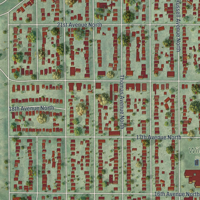 Close-up of the map of Willard - Hay, Minnesota print showing street and building detail