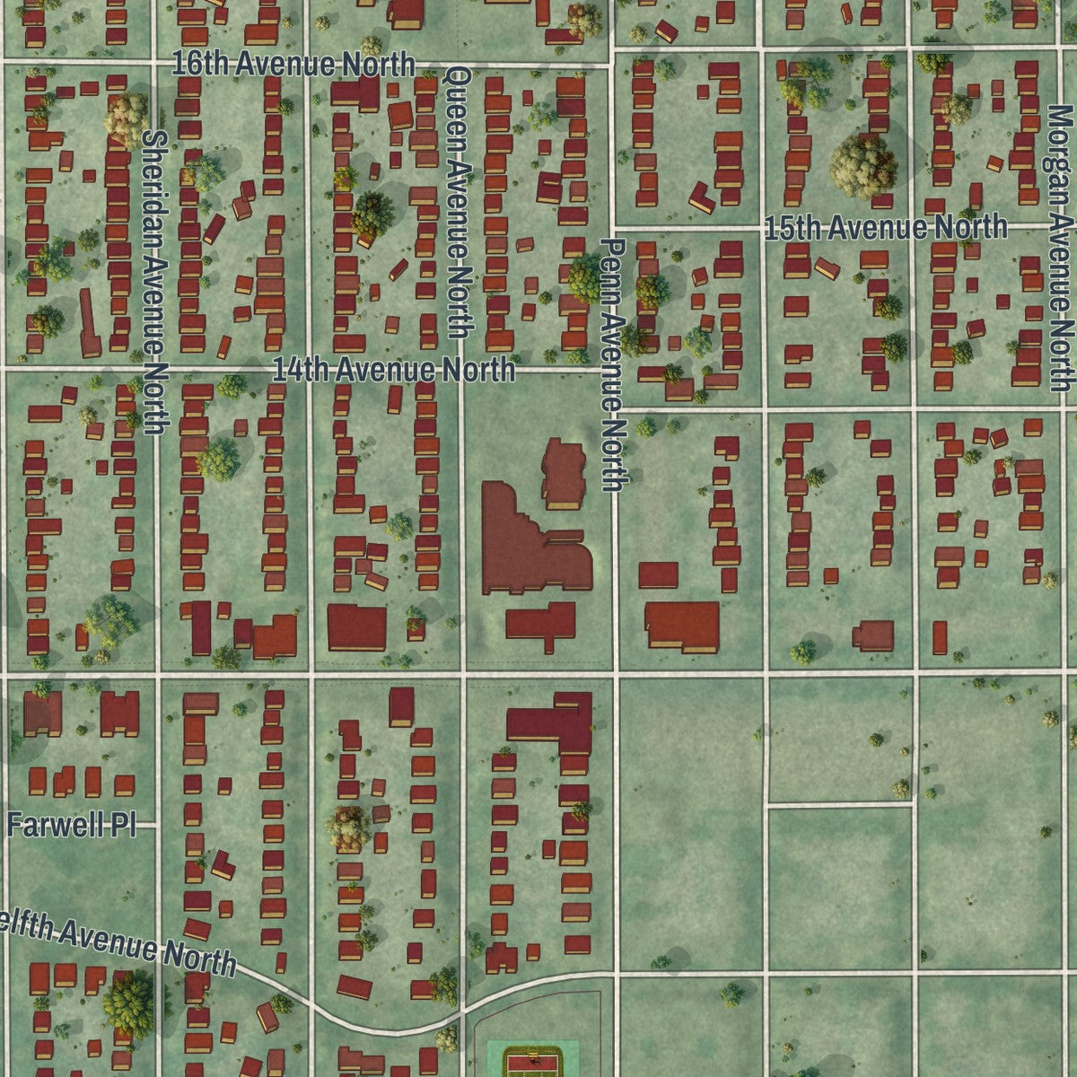 Second close-up of the map of Willard - Hay, Minnesota print showing more streets and buildings