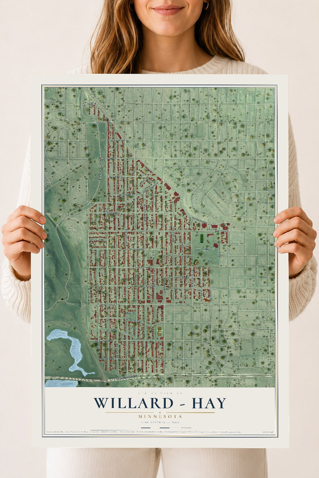 Map of Willard - Hay, Minnesota, 18 x 24 inch unframed archival matte print