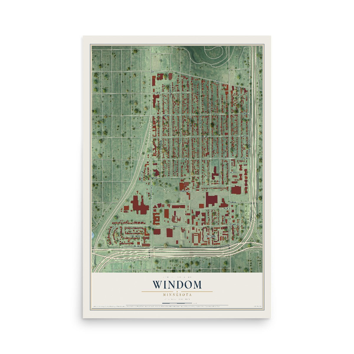 Map of Windom, Minneapolis, Minnesota, 12 x 18 inch unframed archival matte print