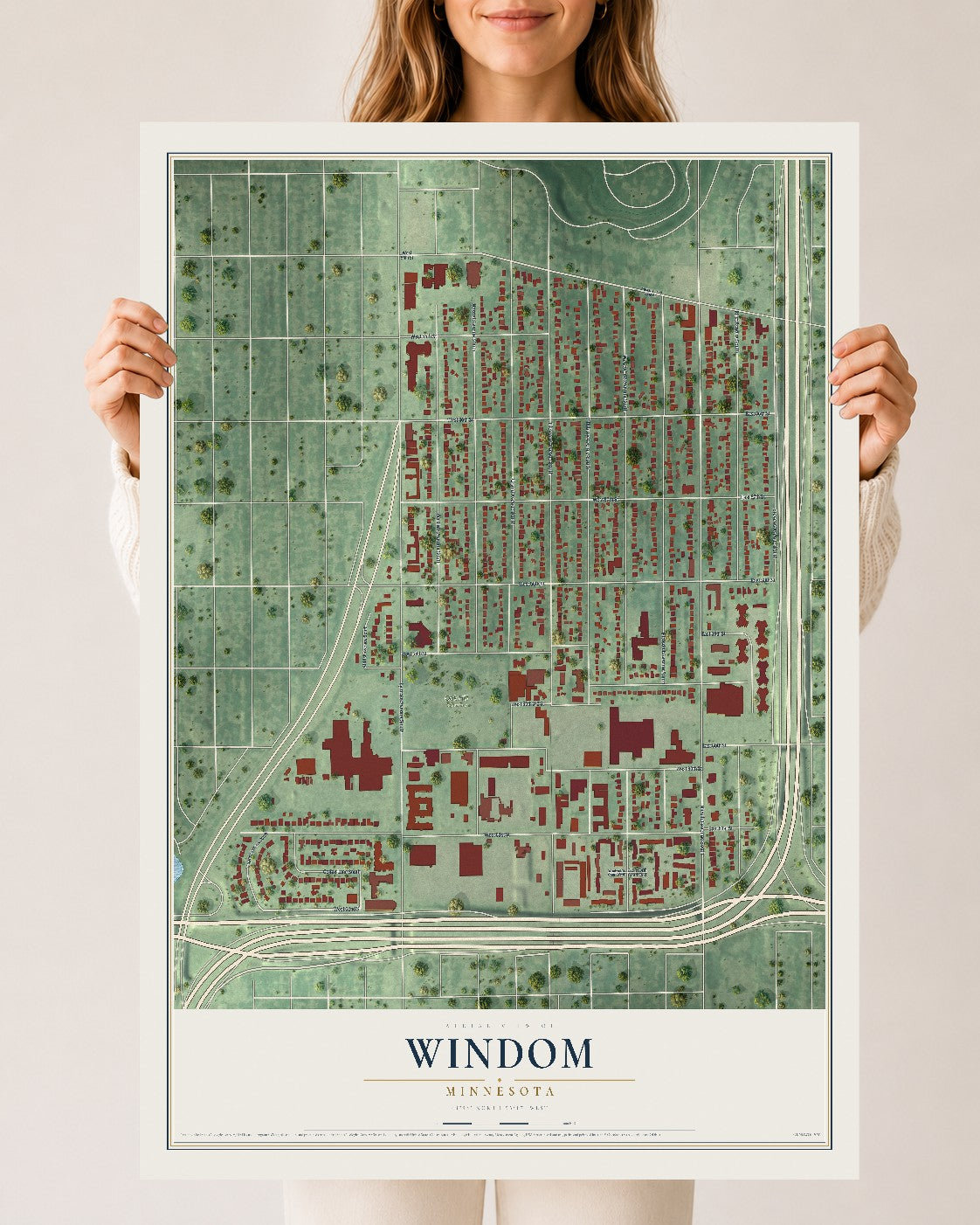 Map of Windom, Minneapolis, Minnesota, 24 x 36 inch unframed archival matte print
