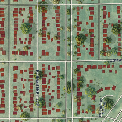 Close-up of the map of Windom Park, Minnesota print showing street and building detail