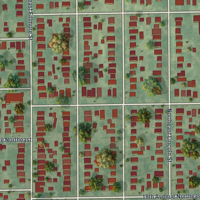 Second close-up of the map of Windom Park, Minnesota print showing more streets and buildings