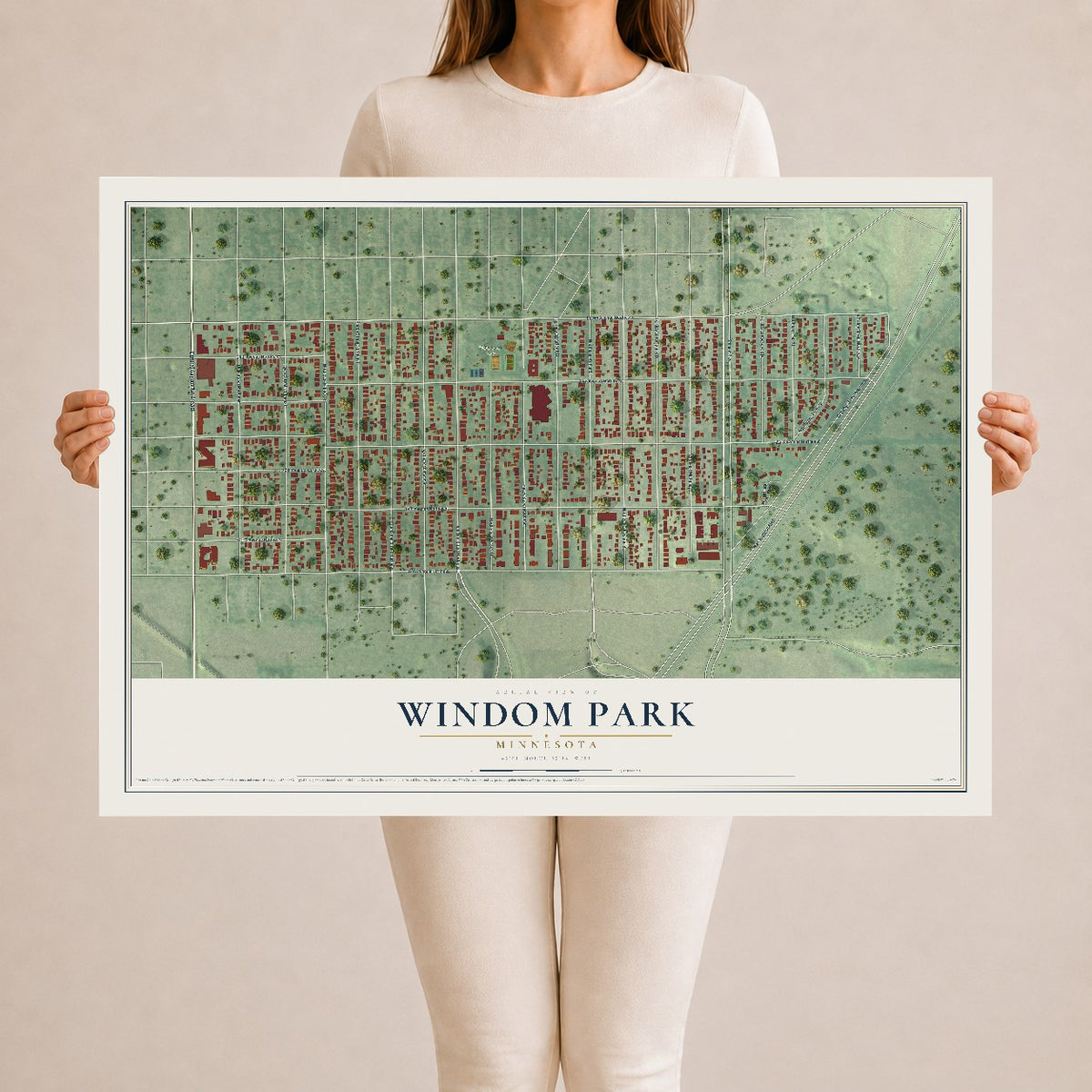 Map of Windom Park, Minnesota, 24 x 36 inch unframed archival matte print