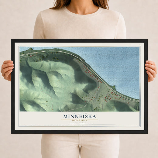Map of Minneiska, Minnesota, 12 x 18 inch print in a black wood frame