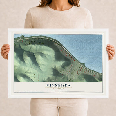 Map of Minneiska, Minnesota, 12 x 18 inch print in a white wood frame