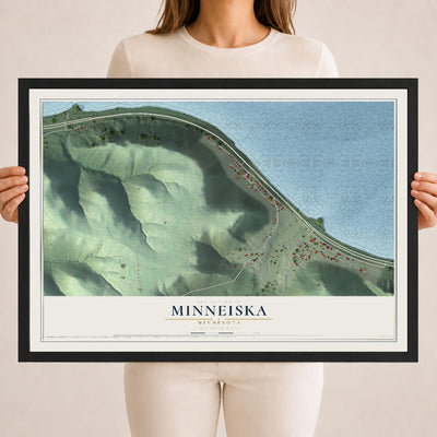 Map of Minneiska, Minnesota, 18 x 24 inch print in a black wood frame