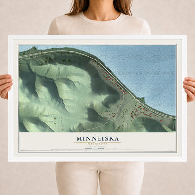 Map of Minneiska, Minnesota, 18 x 24 inch print in a white wood frame